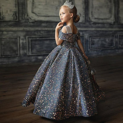 Dress Party Flower Solid Girls' Girl Color Kids