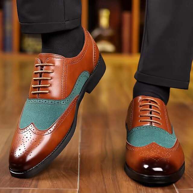 and Wingtip Two-Tone Oxford Shoes Green – Brown Men's in