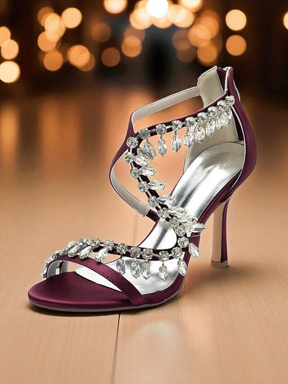 with Women's Strappy Heel White Sandals Rhinestone High