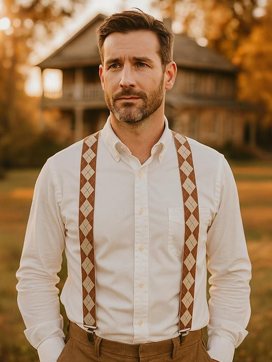 Men's Clip-On Classic Suspenders Pattern Argyle –