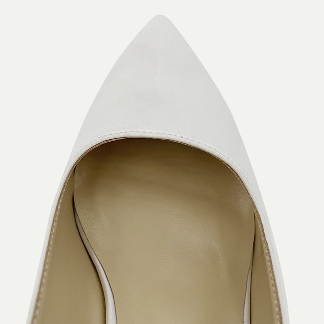 Toe - with White Bow Tie Pointed Heels Women for Slingback