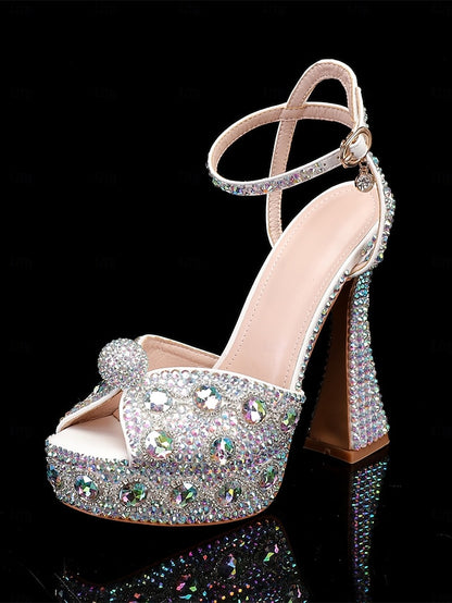 with Sandals Platform Crystal-Embellished Women's Glamorous