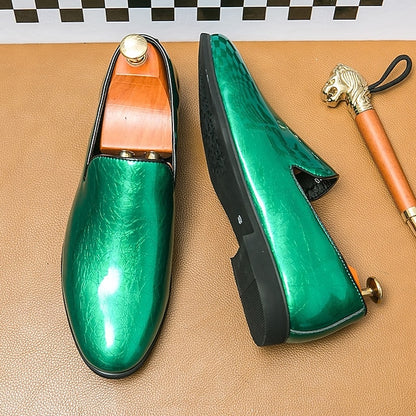 Men's Loafers Fashionable Gold – Metallic Slip-On Shiny