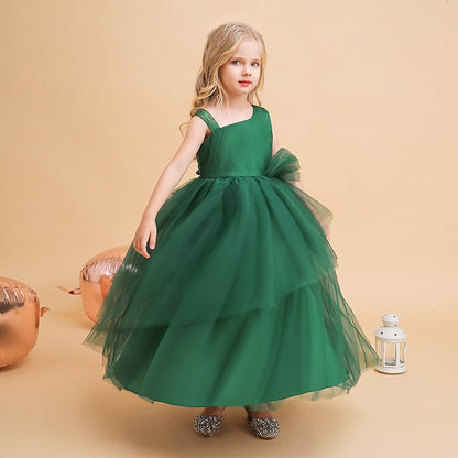 Solid Sleeveless Formal Kids Party Dress Girls' Color