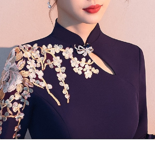 Bride Dress the of Mother A-Line Simple Elegant Floor High Neck
