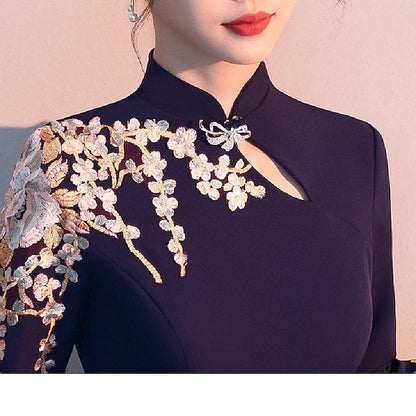 Bride Dress the of Mother A-Line Simple Elegant Floor High Neck