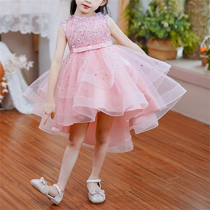 Color Sleeveless Solid Party Girls' Kids Dress