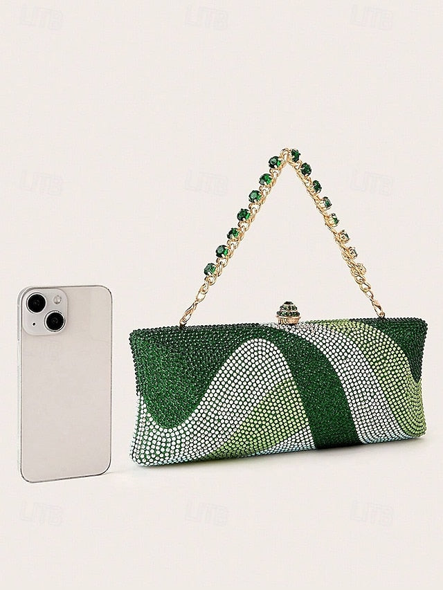 Clutch Crystal Bag Evening with Women's Strap Chain