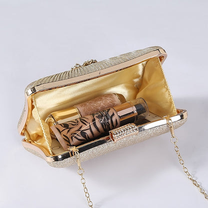 Rhinestone Chain Elegant Women's with Clutch Gold Strap Bag