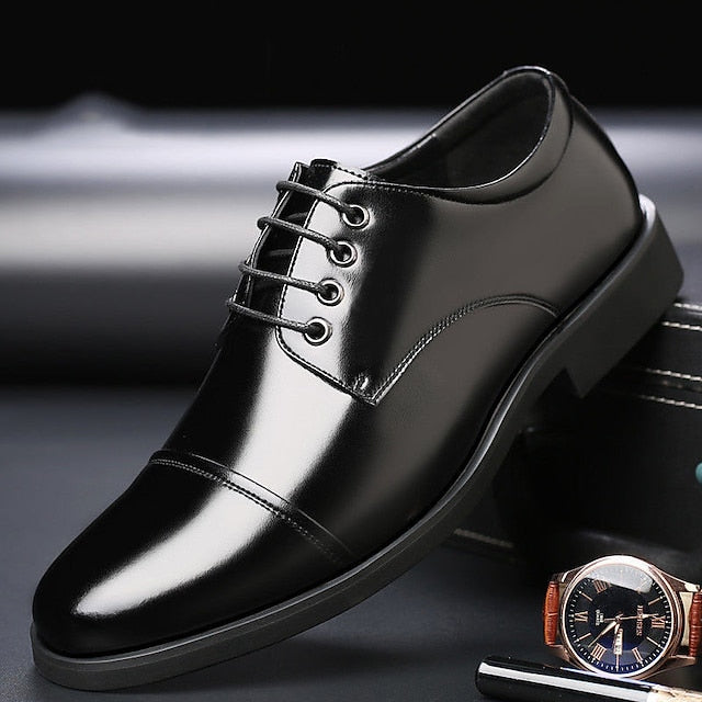 Leather Patent Shoes Men's Lace-Up with Black Oxford