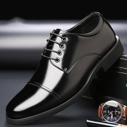 Leather Patent Shoes Men's Lace-Up with Black Oxford