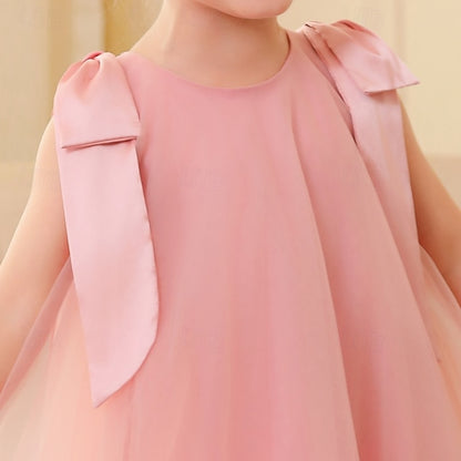 Sleeveless Floral Color Dress Kids Party Solid Girls'