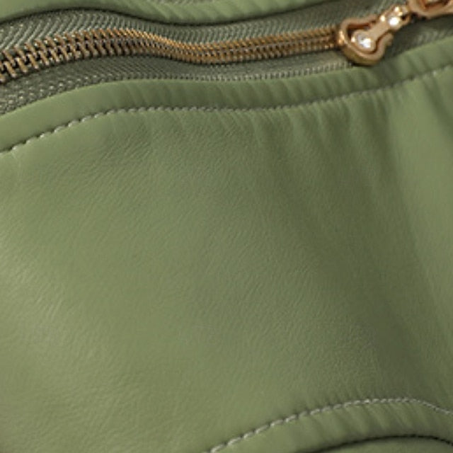 Comfortable Women's Zipper Leather Pocket Jacket Faux