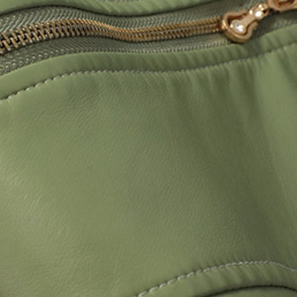 Comfortable Women's Zipper Leather Pocket Jacket Faux