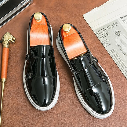 Men's White Monk Strap Slip-On Loafers – Elegant Casual
