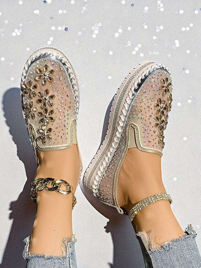 Slip-On Mesh Sneakers Rhinestone with Embellished Women's