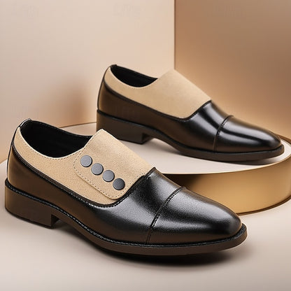 Black Decor Men's Slip-On Button Shoes Classic