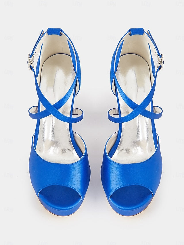 Platform Toe Sandals with Peep Women's and Satin High Heel