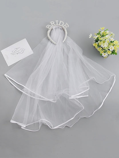 Veil Headband with 'BRIDE' Pearl-Embellished –