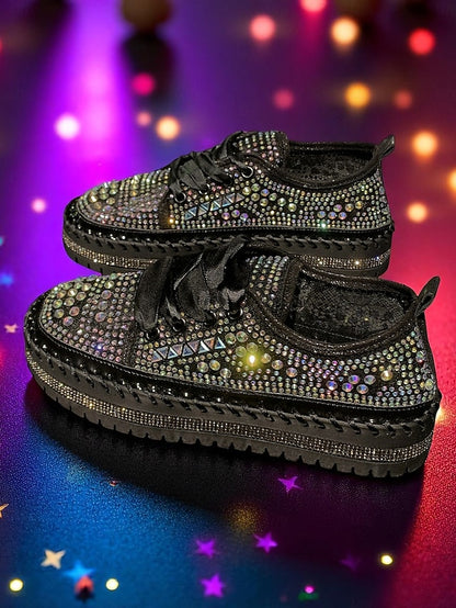 Sparkling with Rhinestone Women's Sneakers Silver Accents