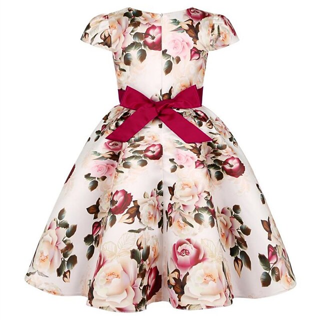 Kids Dress Floral Girls' Sleeve Short Party Flower