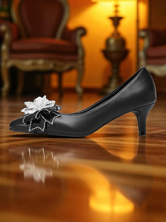 White with Heel Bow Low Wedding Shoes Women's Crystal