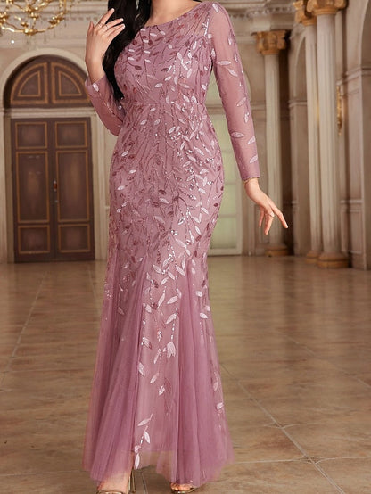 Crew Dress Elegant Neck the Floor Bride of Party Mother