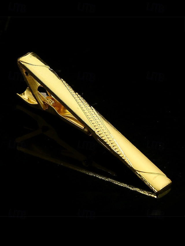 for with Design Elegant Inlay Tie Sleek Men Clip Gold Black –
