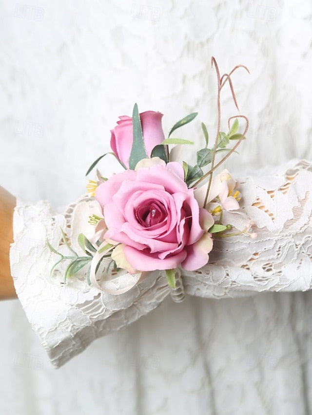 Corsage and Elegant Boutonniere – Artificial Wedding Wrist