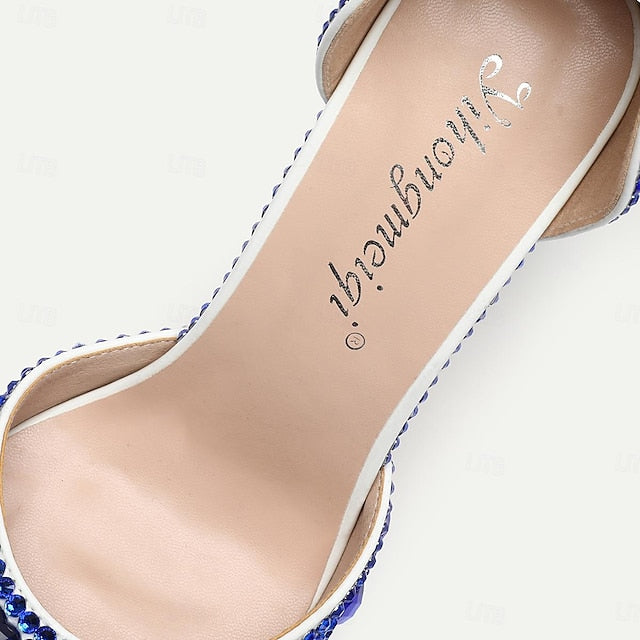 Heels Women's Crystal Slingback High Rhinestone Pointed-Toe
