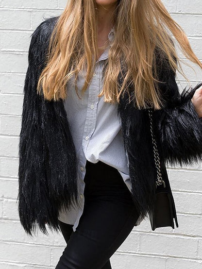 Leathers Comfortable Faux Warm Coat Women's Fur Furs