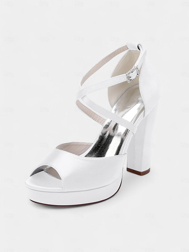 Platform Toe Sandals with Peep Women's and Satin High Heel