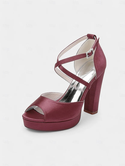 Platform Toe Sandals with Peep Women's and Satin High Heel
