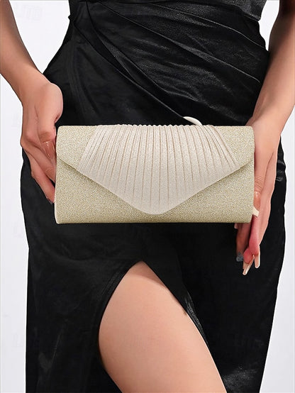 Champagne Bag Design – Clutch Pleated with Glitter Evening