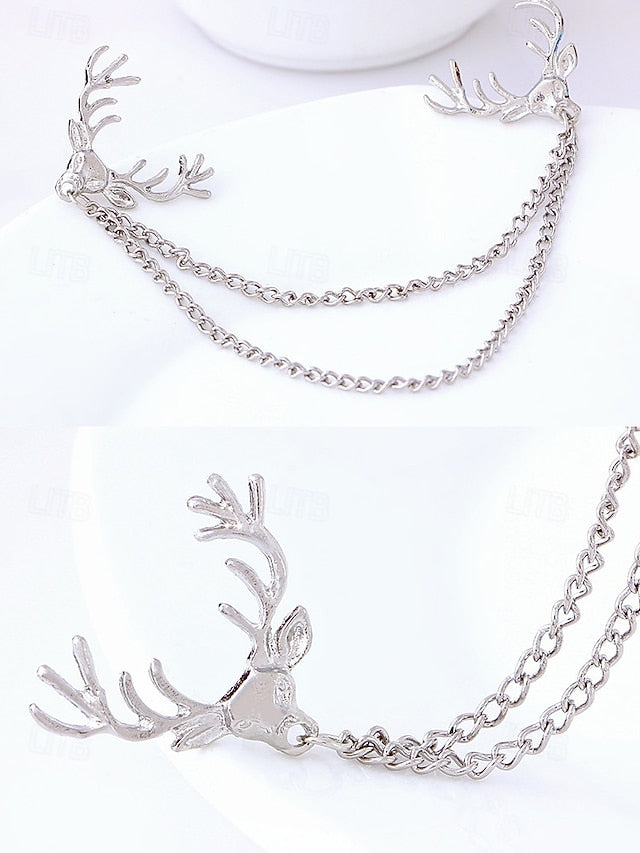 Collar Christmas Alloy – Pins Reindeer Elegant Men's
