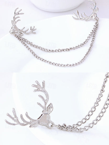 Collar Christmas Alloy – Pins Reindeer Elegant Men's