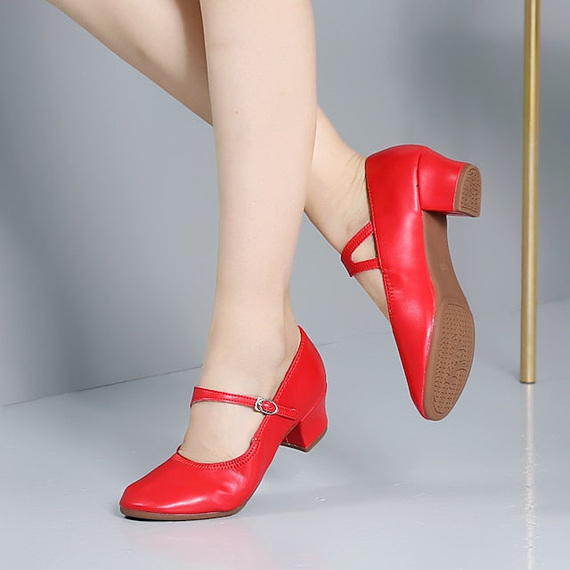 Heel Women's Jane Buckle Mary Shoes Gold Low Dance with