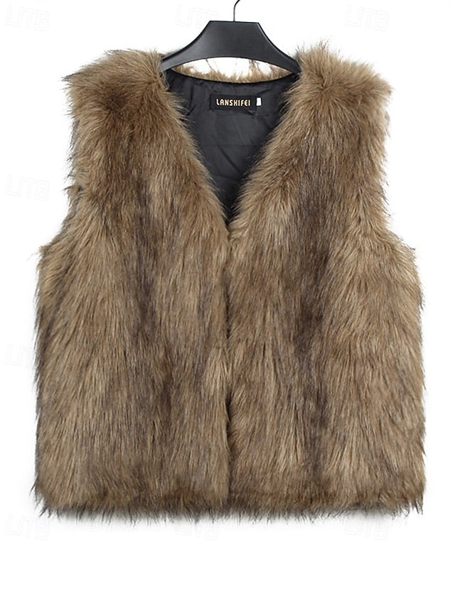 Coat Furs Comfortable Leathers Faux Fur Vest Women's