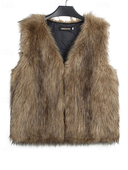 Coat Furs Comfortable Leathers Faux Fur Vest Women's