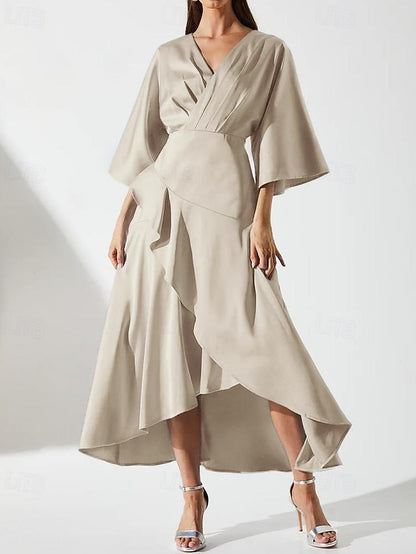 SkyA-Line Luxurious Mother Simple of Bride the V Elegant Dress