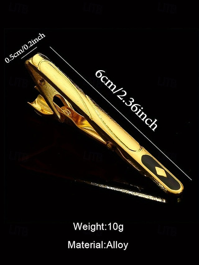 for with Design Elegant Inlay Tie Sleek Men Clip Gold Black –