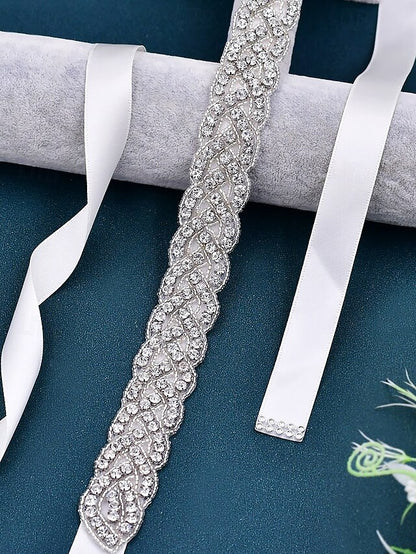– Rhinestone Bridal Dress Elegant Wedding Waistband Crystal