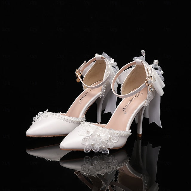 White Wedding Party Shoes Women's Dress