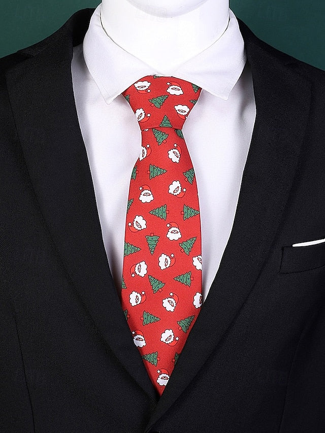 Tree Tie Polyester Santa Men's – Christmas and Fun Silk