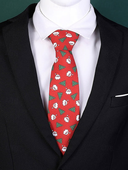 Tree Tie Polyester Santa Men's – Christmas and Fun Silk