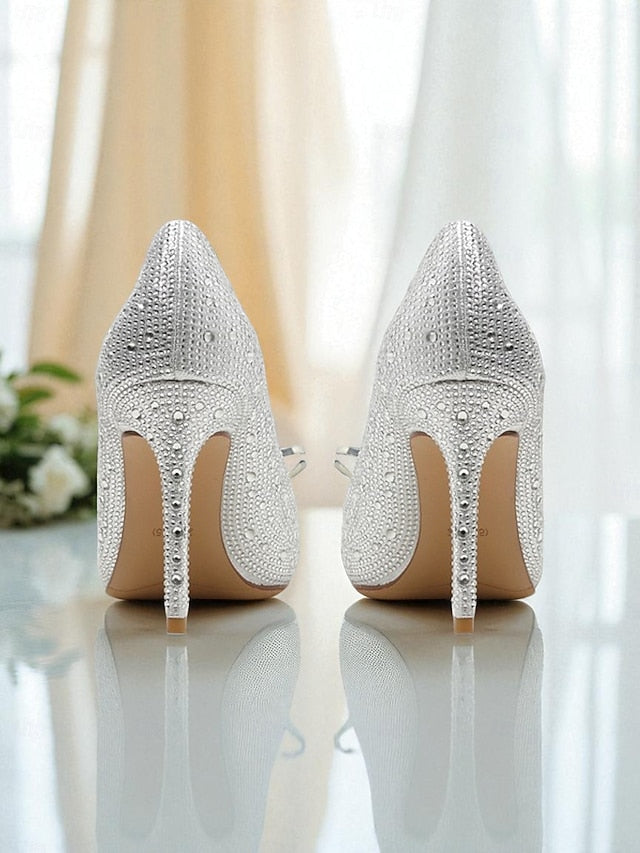 Women's Gold - High Embellished Heel Pumps Sparkly Crystal