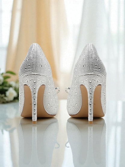 Women's Gold - High Embellished Heel Pumps Sparkly Crystal