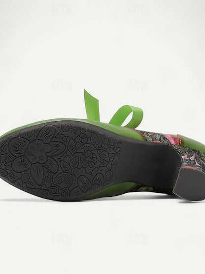 Jane Green Heels Leather with Mary Women's Floral Print