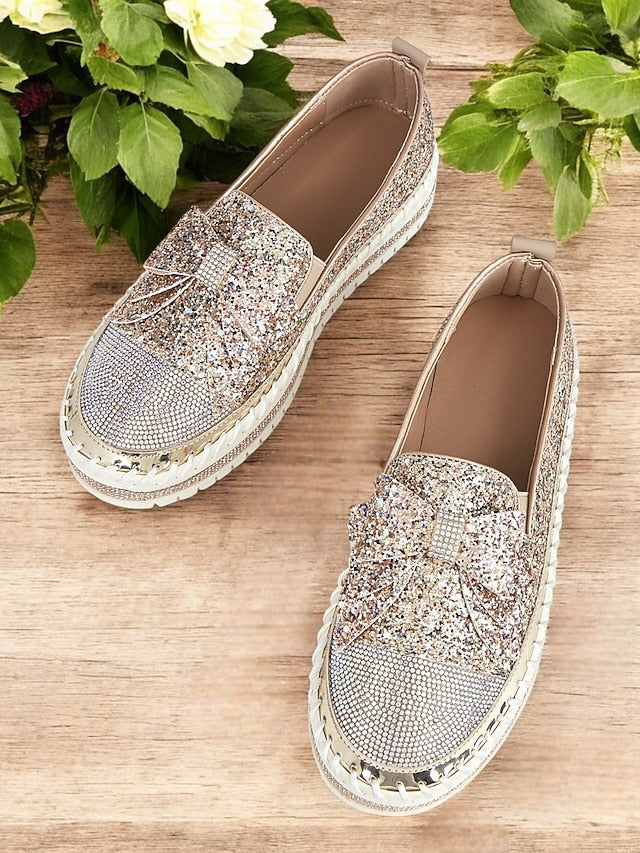Women Loafers Slip-On for Glittery – Sparkling Rhinestone