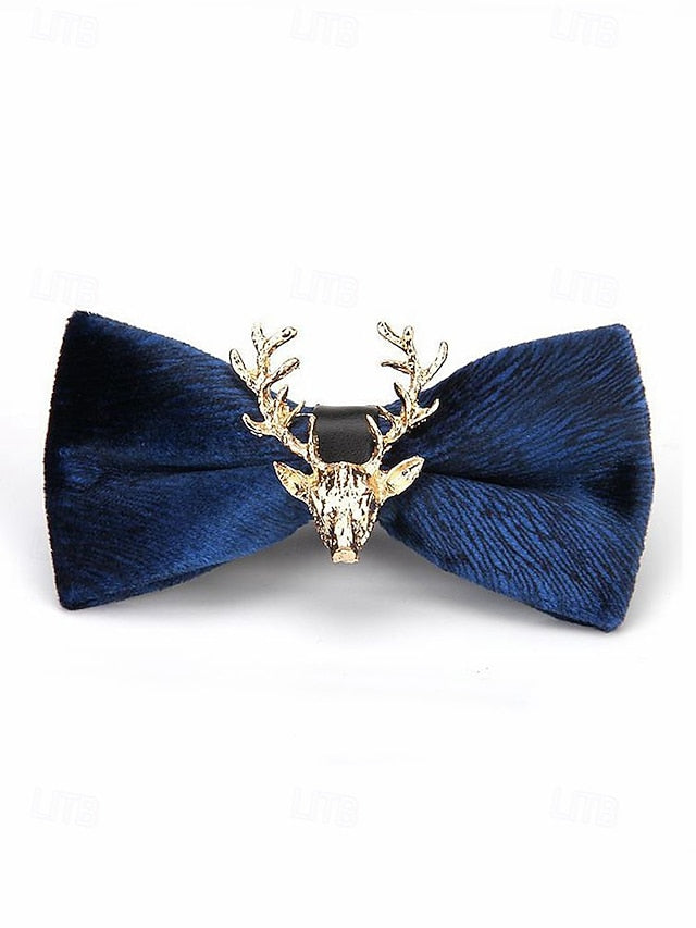 Bow with Velvet Pin Men's Deer Tie Gold Head